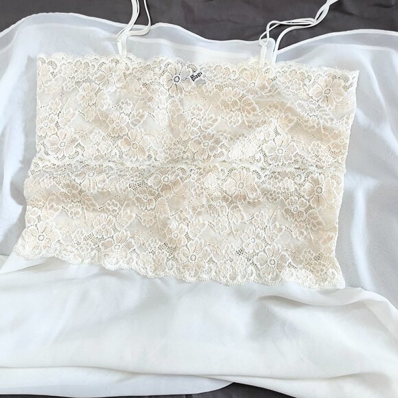 Via Nicci Lace Chiffon Maxi Nightgown White Ivory Size Medium | Coquette Retro - Picture 10 of 10